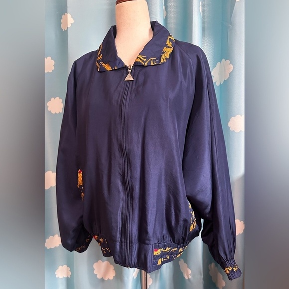 Vintage 80s silk baroque windbreaker- men's medium, women L - Picture 16 of 16